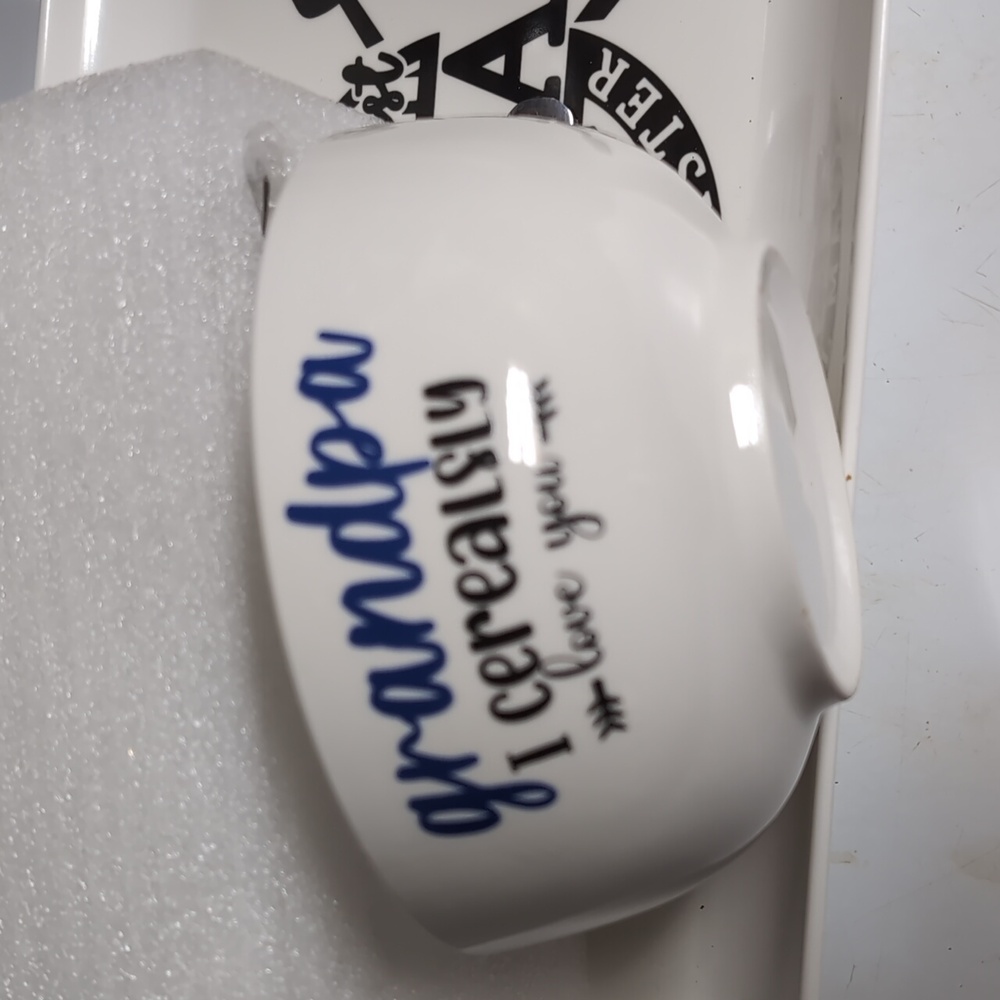 Grandpa Cereal Bowl with Blue and Black Text